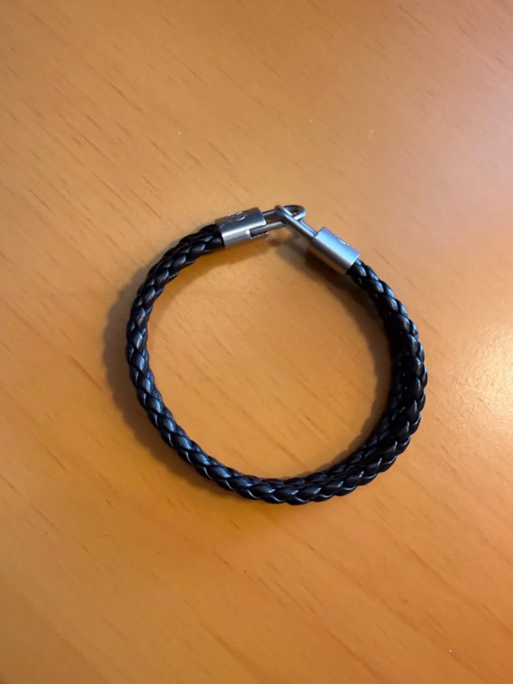 Black Braided Bracelet with Silver Clasp - Picture 2 of 3